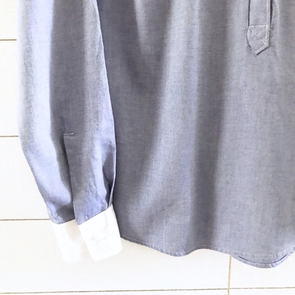 Tommy Hilfiger Blue White Long Sleeve Popover Top - Picture 4 of 8